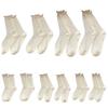 2Pairs Lingge Mid-calf Cotton Socks Heart Ruffle Tube Socks Women Sweet White Socks  Daily