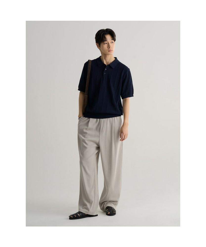 8seconds Cool Touch Textured Collar Short Sleeve Knit Navy
