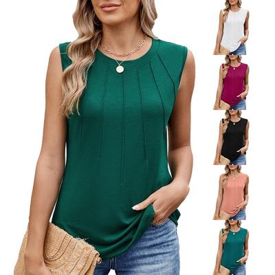 Top Chaleco de Punto de Canalé de Color Sólido para Mujer Primavera Verano