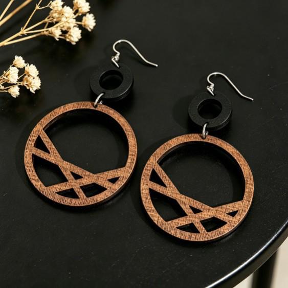 Bohemian Retro Wooden Hollow Round Earrings