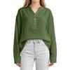 Women's Fashion Casual Loose Pleated Button-Up Long Sleeve  Color Pullover Shirt Top