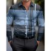 Men's Shirt Regular Lapel Shirt Men's 3d Printed Plaid Simple Striped Print Casual Street Long Sleeve Fashion Print Shirt