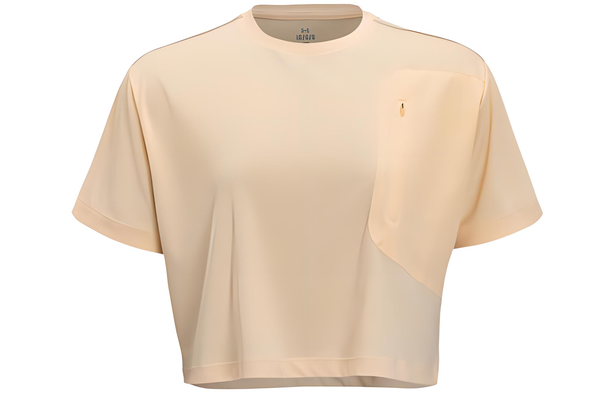 Under Armour Rain Crop Tops Women s Ice Peach Crew Neck Moderate 1374534-832 L