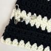 Y2K Devil Striped Knitted Hat Knitted Stripe Pattern Hat for Women Men Keep Ear Warm Hat with Paper Clip Decor
