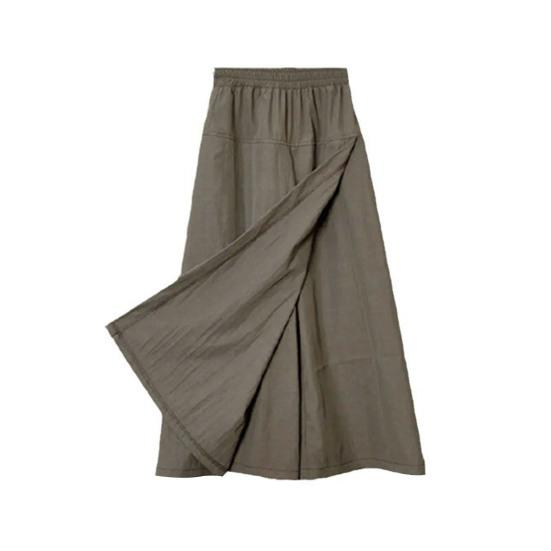 Women Cargo Pants Elastic High Waist Wide-Leg Skirt Pants with Pockets Solid Color Summer Thin Leisure Trousers