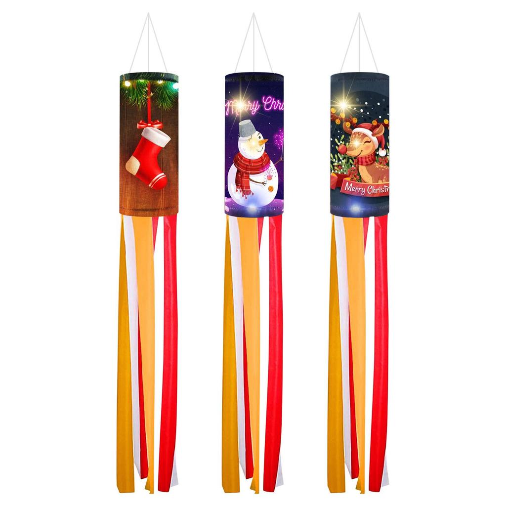 Buy Christmas Windsock Flag with LED Lights 39.37Inch Winter Light Up