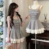 Retro 90s Harajuku Gyaru Dress Women French Sweet Lace Mini Dress Elegant Kawaii Style Casual