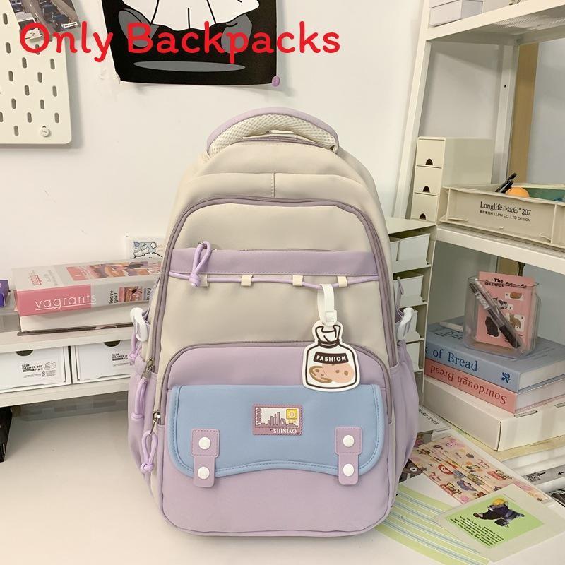 Fashion Color Collision Large Capacity Student Backpack For School Travel And