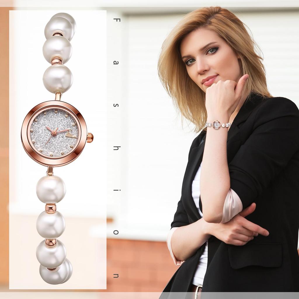 Women's Cute Pearl Bracelet Watch: Adjustable Length, Stylish, Waterproof Quartz Watch, Fashion Watch - Perfect Gift for Birthdays, Anniversaries,