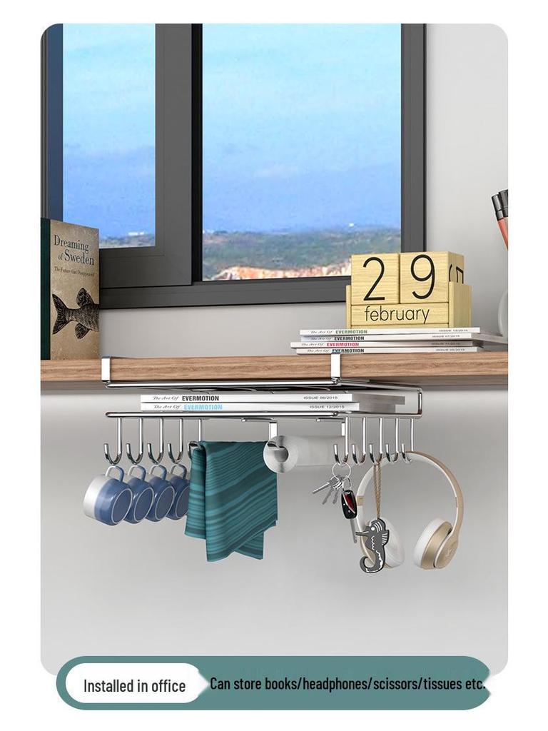 Stainless Steel Kitchen Storage Rack: Hanging Organizer with Cabinet Baskets & Paper Towel Holder