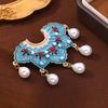 Chinese Style Pearl Tassel Gold Hollowed Peace Lock Brooches Women'S Vintage Luxury Exquisite Wedding Accessories Gift
