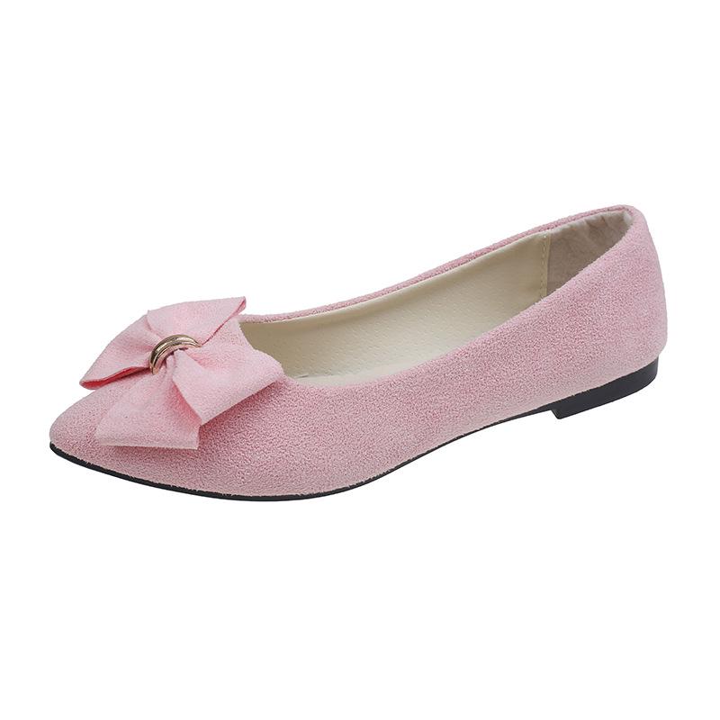 

Женские замшевые лоферы с бантом на весну/осень 2025 года - Британский стиль, Повседневные, С низким вырезом, Большие размеры 42 светло-розовый