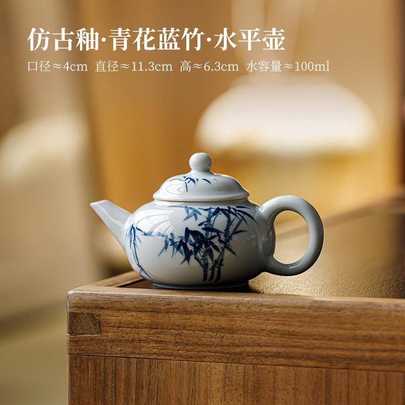 

100ml Hand Painted Blue Bamboo Teapot Handmade Tea Infuser Pot Tea Maker Kettle With Strainer For Tea Accessories Decoration
