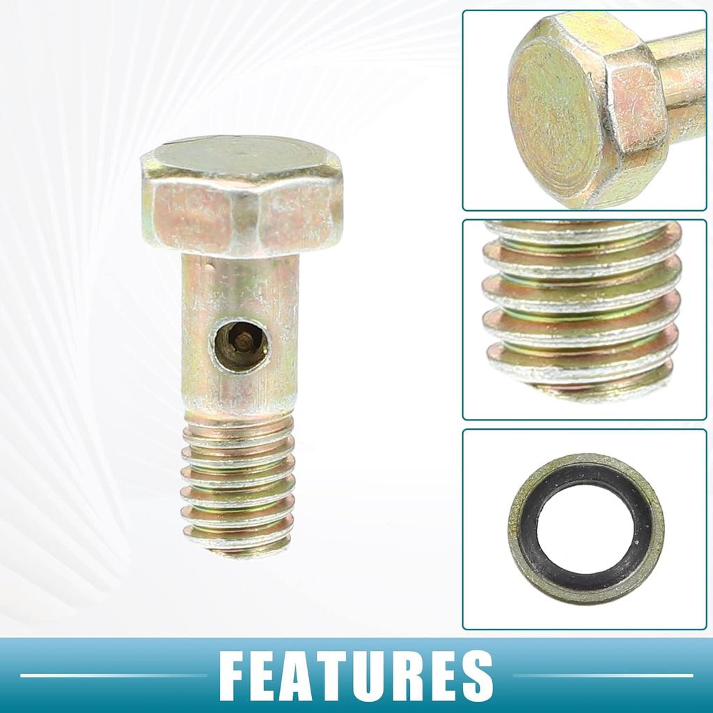Banjo Bout M6x1 Banjo Slangtuit Bout Fittingen Remleiding Fitting Adapter met Koperen Ringetjes voor Motorfiets Auto (Set van 2)