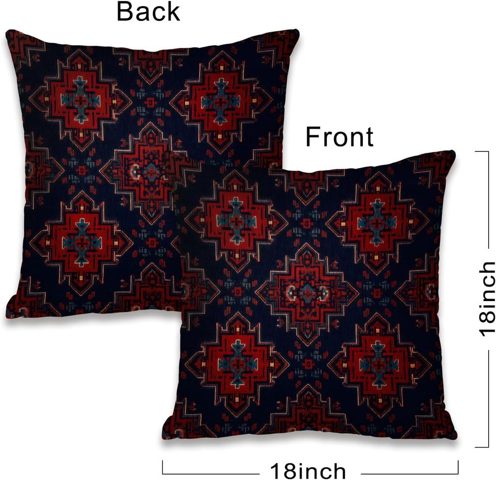 Navy Blue Geometric Print Cushion Cover Throw Pillow Case for Sofa Decorative Accent Pillow 18x18 Inch Square Cushion