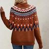 Women's Knitted Retro Round Neck Loose Pullover Sweater