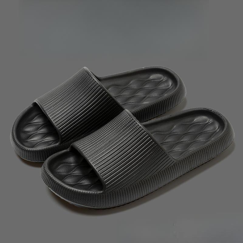 

Домашние тапочки на толстой подошве для женщин, летние универсальные для ванной комнаты, нескользящие для использования в помещении отеля, легкие для дома, для пары на открытом воздухе 36/37 чёрный