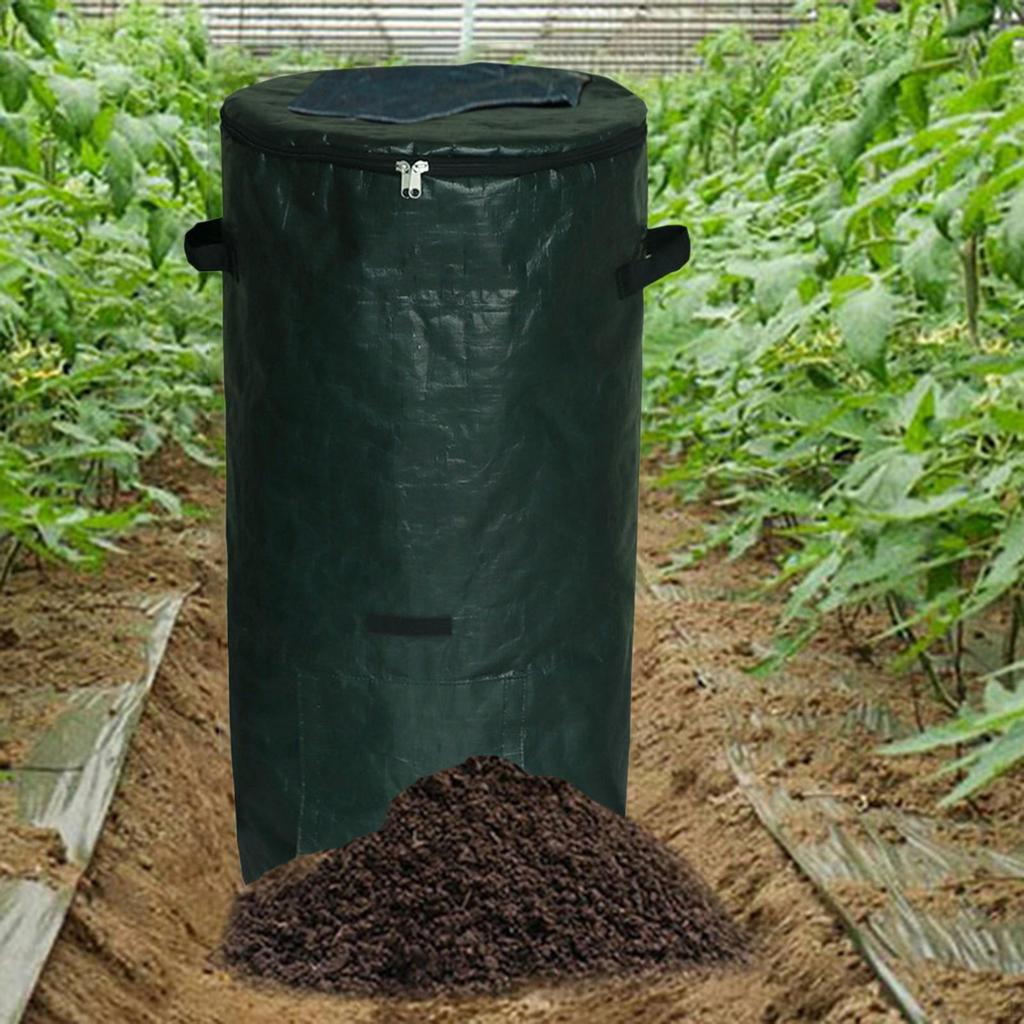 Kompostbehälterbeutel Behälter Außen Garten Gartenabfälle Rasen mit Reißverschlussdeckel und Griffen für Obstgarten