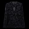Elegant Black Velvet Print Long-Sleeve Loose T-Shirt for Middle-Aged & Elderly Women - Plus Size, Thin, Ideal for Spring & Autumn