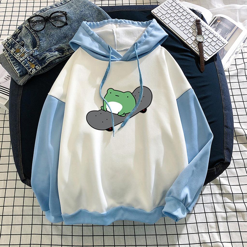 Damenmode New Stitching Cute Plus Velvet Langarm-Sweatshirt mit Kapuze