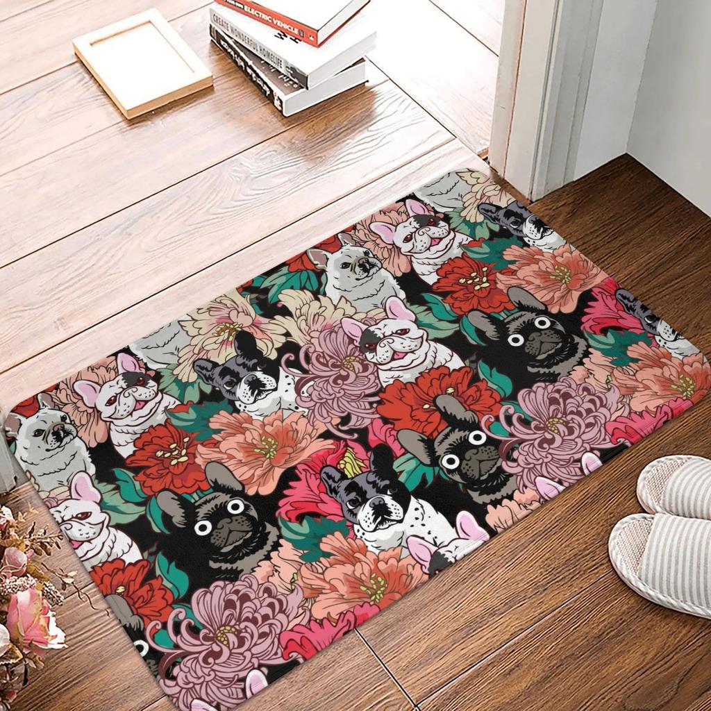 Pop Art Style Carpet  French Bulldog Face Door Mat  Anti Slip French Dog Pet Gift  Kitchen  Bedroom Entrance  Garden Carpet