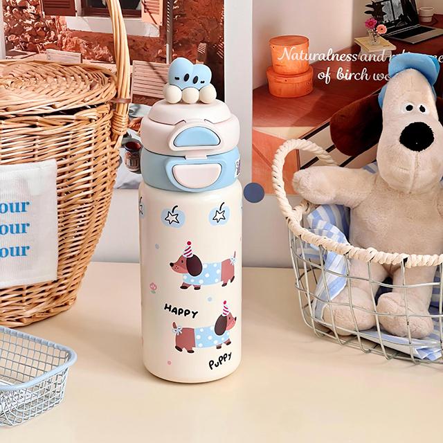 1000ML Thermos Water Cup For Girls Ice Coffee Cup With Handle Straw Tumbler Large Capacity 316 Stainless Steel Insulated Cup