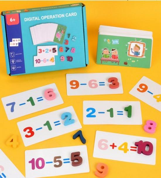 

Монтессори Набор для изучения математики: Деревянные карточки для сложения и вычитания для детей