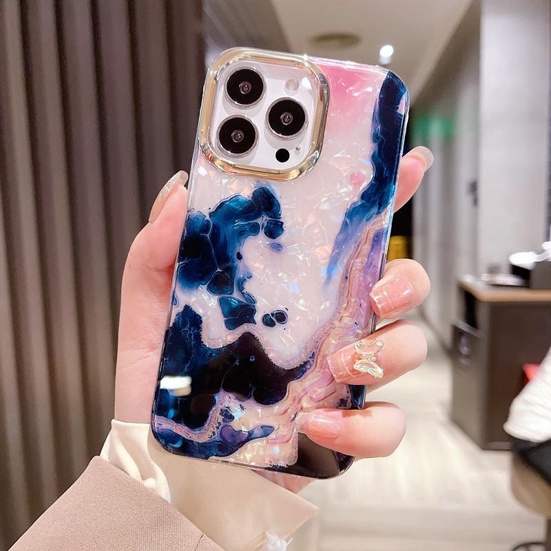 Luxus Marmor Schalenmuster Handyhülle Für iPhone 11 12 13 14 15 16 Pro Max Weiche Stoßfeste Bumper Abdeckung