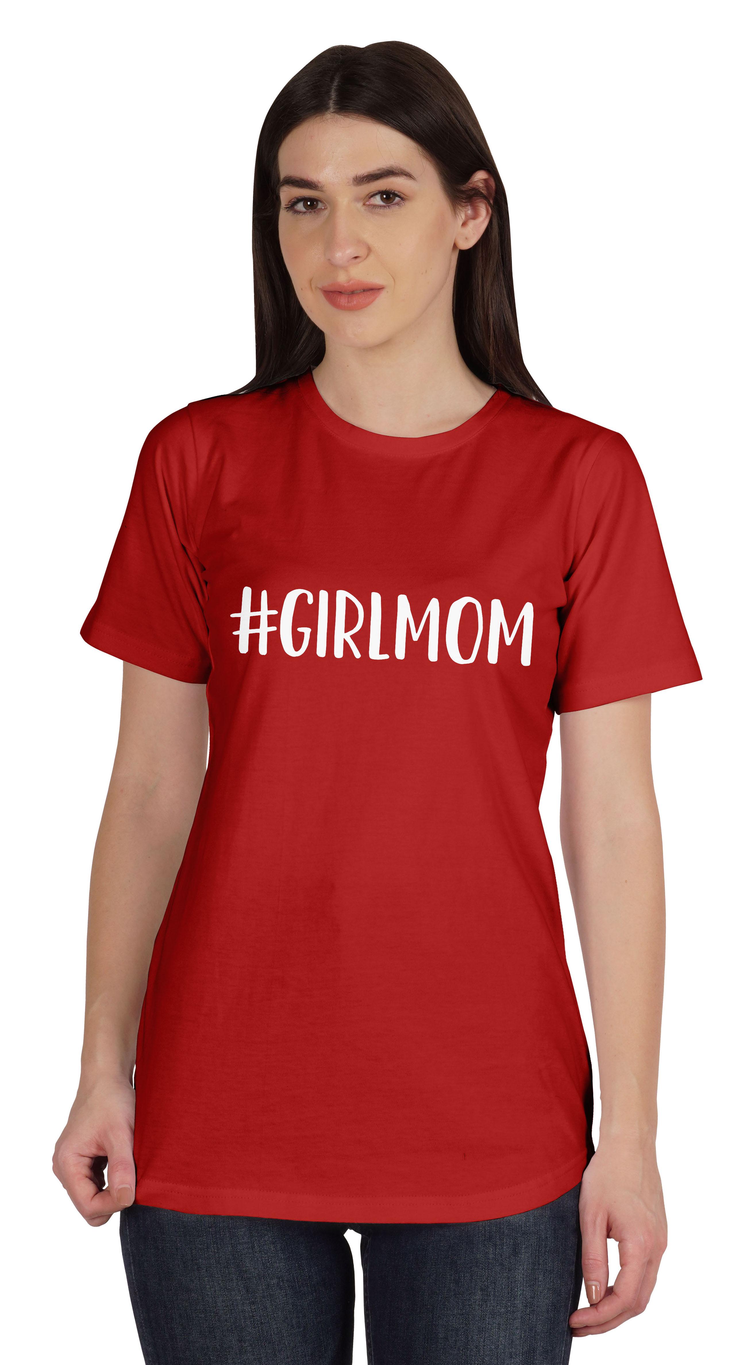 

Inkmeso #Girlmom Graphic Tshirt Short Sleeve Women Cotton Tee Casual Blouse XXL червоний