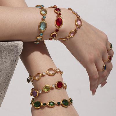 Glass Stone Hemming Bracelet Court Style Light Luxury Jewelry