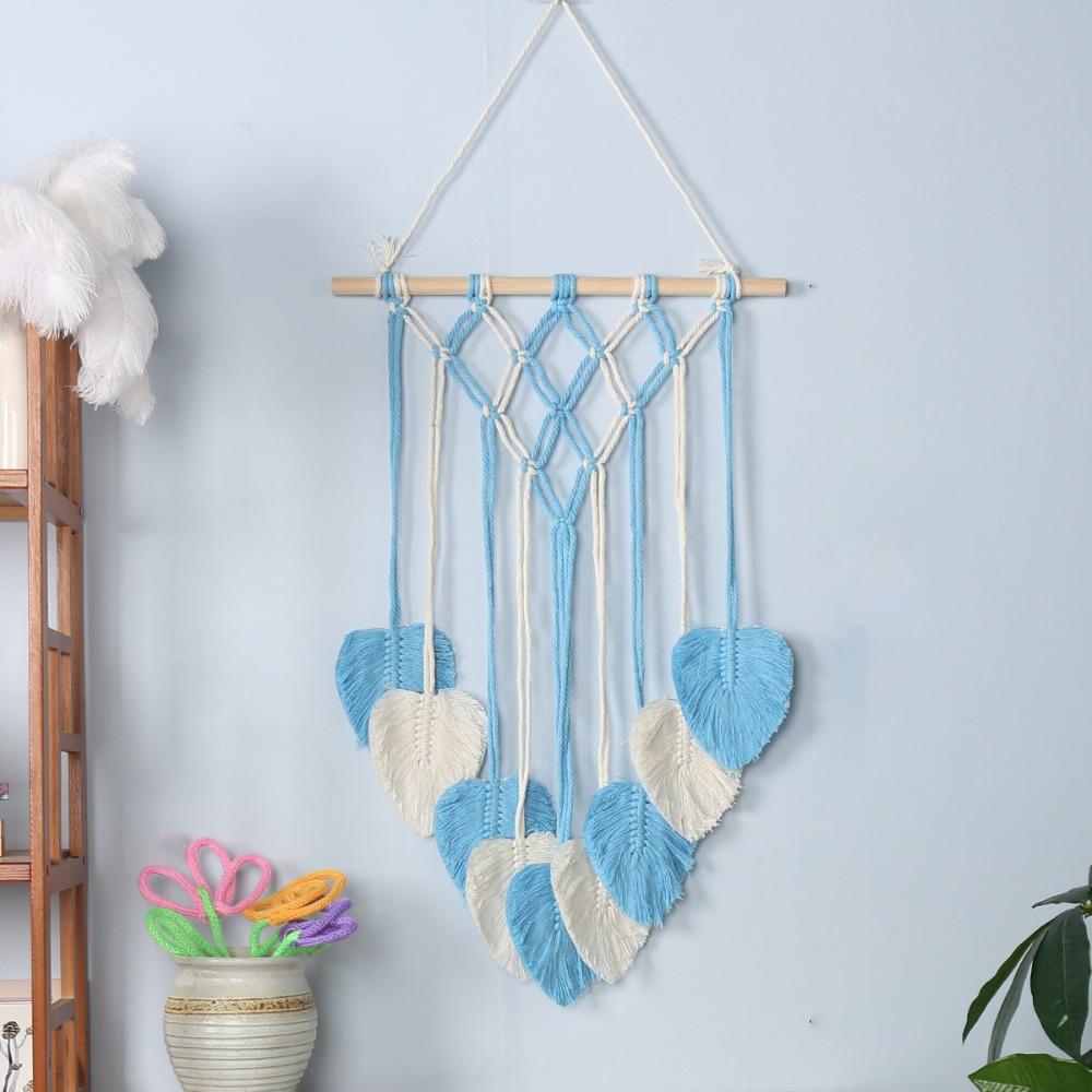 Tassel Leaf Bohemian Woven Tapestry Tassel Design Nordic Style Dreamcatcher Tapestry Contrasting Color Handmade