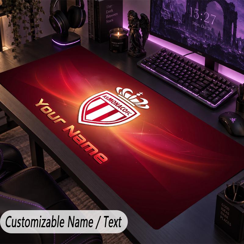 Large Mouse PadMonaco FC Custom Name Text Personalized Desk Mat Non Slip Gaming Pad