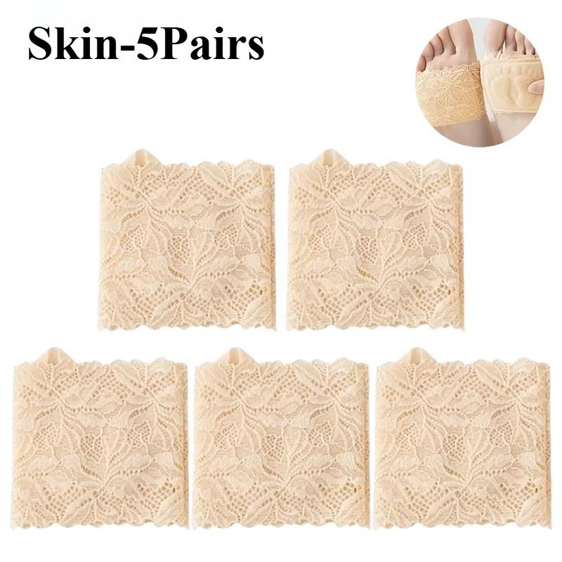 Invisible Sandals for Women Lace Half Length Socks Non Slip Cotton Sole Forefoot Pads Sports Comfort Insoles Barefoot Ready