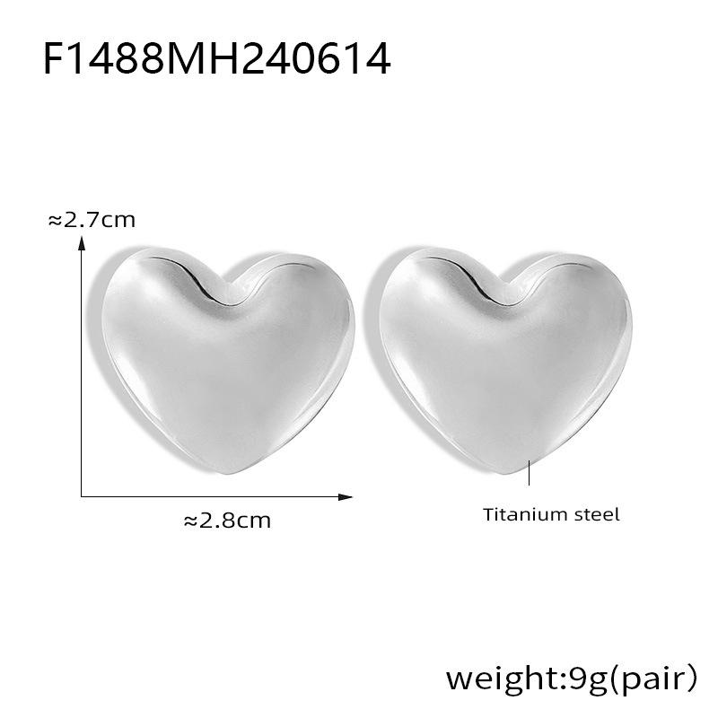 Elegant Heart Stud Earrings: 18k Gold-Plated Titanium Steel, Fashion-Forward Design for Women