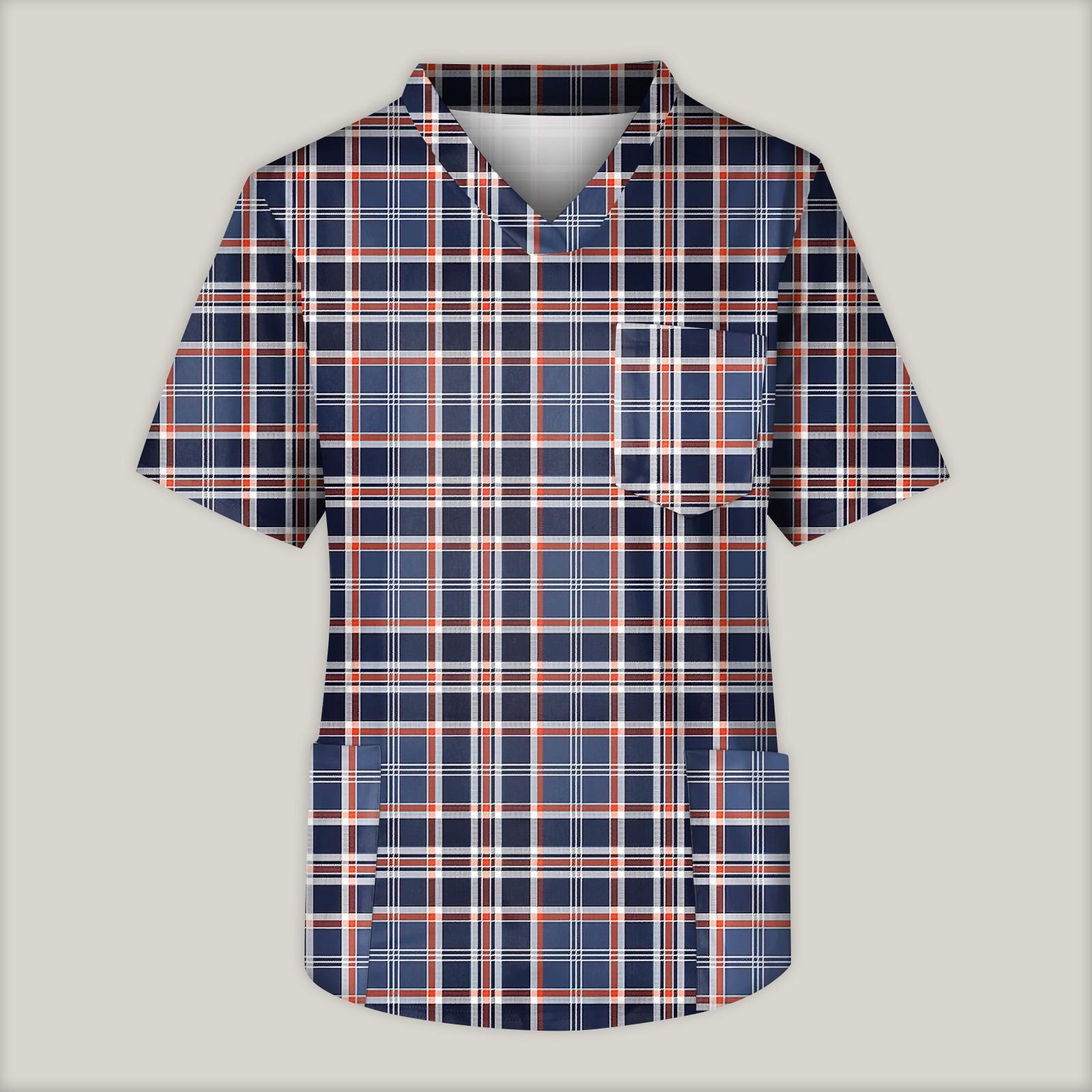 

Мужская рабочая блузка с короткими рукавами и v-образным вырезом с принтом, топ с нагрудным карманом XXXL