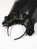 1Pcs Black Day of the Dead Headpiece Rose Floral Crown Veil Halloween Costume Mexican Headband
