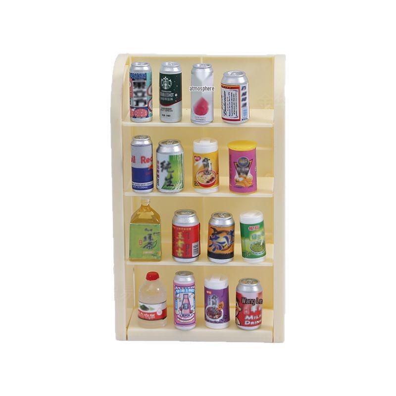 Miniature Supermarket Play Set: Toy Shelf with Drinks & Snacks for Kids' Playhouse