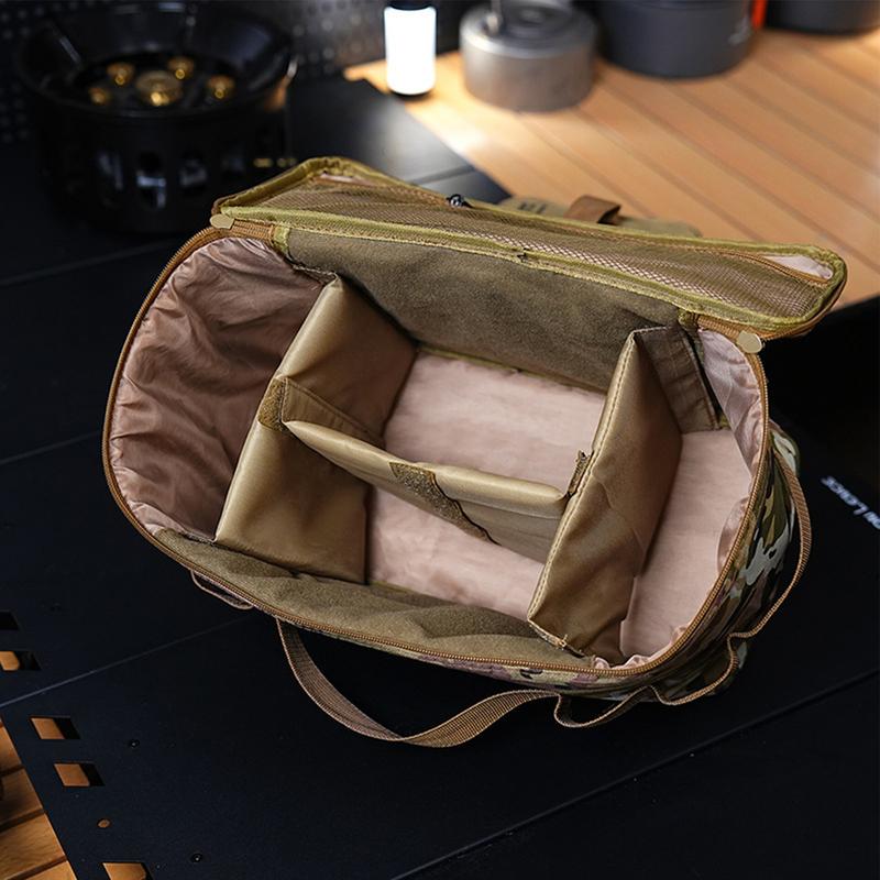 Waterproof Camping Utensil Bag Seasoning Jar Pouch Large Zippered Portable Camp Utensil Bag for Picnic Barbecue Traveling
