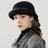 French bow wool felt hat bucket hat autumn and winter elegant small fragrant basin hat British top hat female