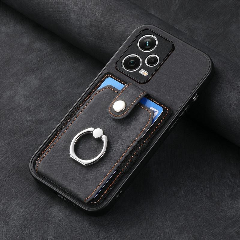 For Redmi Note 12 4G Leather Wallet Id Card Slot Ring Holder Case For Redmi Note 12 Turbo 12R 12 Pro Plus Stand Shockproof Cover