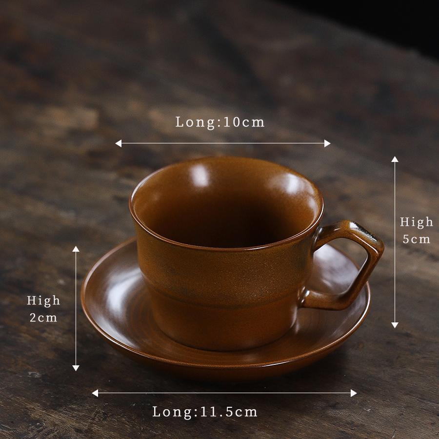 Vintage Crackle Glazed Ceramic Coffee Cup & Saucer Set For Latte Art, Afternoon Tea Cup & Saucer, Milk Tea Cup