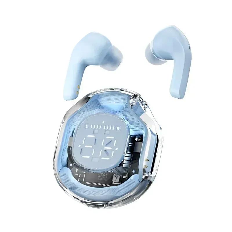 T8 TWS Wireless Bluetooth Headset Transparent ENC Headphones LED Power Digital Display Stereo Sound Earphones for Sports Working