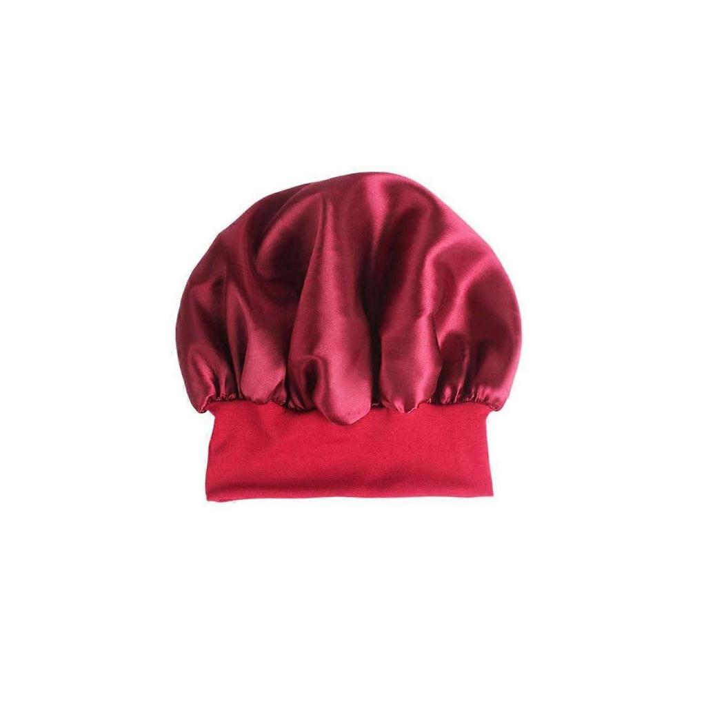 Satin-Schlafhaube für Damen und Herren, Haarpflege-Haube mit sanftem Kopfhautkomfort, Rot
