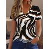 Women's T-Shirt Leopard 3D Printed V-Neck Short Sleeve Slim Casual Daily Top Y2k Clothes Outdoor Streetwear Loose Tee Female Top