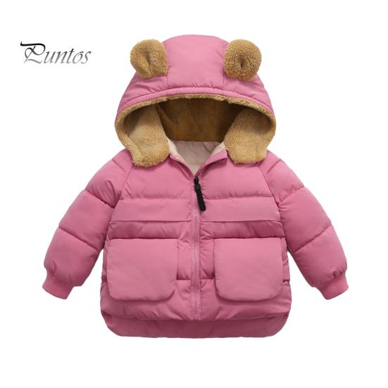 

Зимнее пальто для малышей с рисунком медведя из мультфильма, толстая флисовая подкладка с капюшоном, верхняя одежда, детское термопальто из хлопка с карманами для школы, повседневной жизни, путешествий 110cm