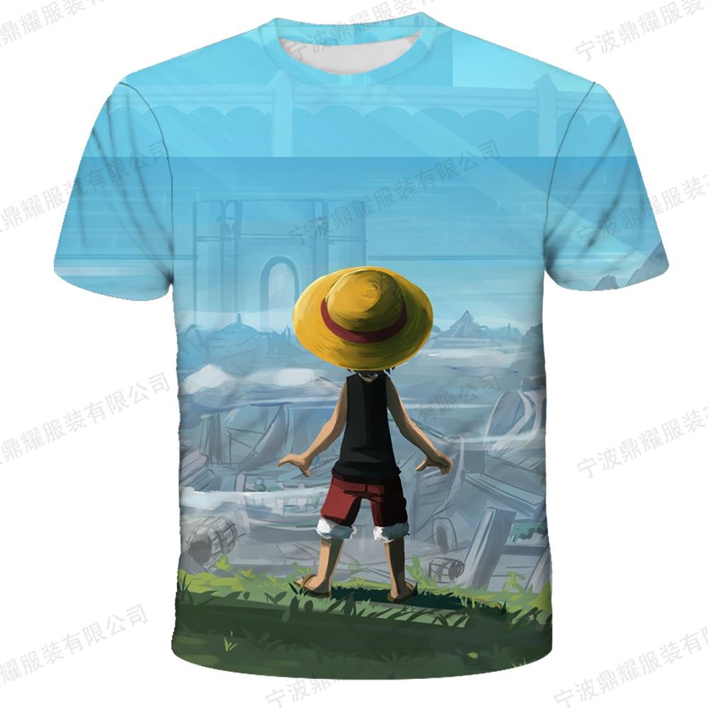 One Piece Gear 5 Nika Luffy 3D Full Print T-shirt Boys Girls Purple Lightning Anime Casual Children Short Sleeve Tops