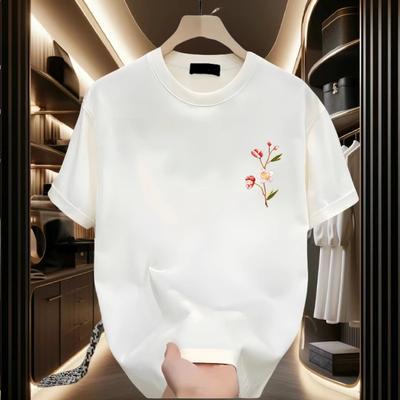Camiseta de Algodão para Casais Manga Curta Preto Branco Tops Respirável Confortável Macio Casual Esportivo