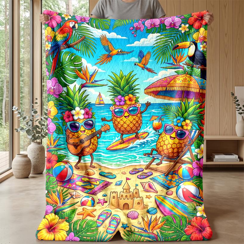 Pineapple Bubbles Rainbow Art Theme blanket Lightweight Warm Flannel Blanket Decorative Throw Blanket for Home Decoration