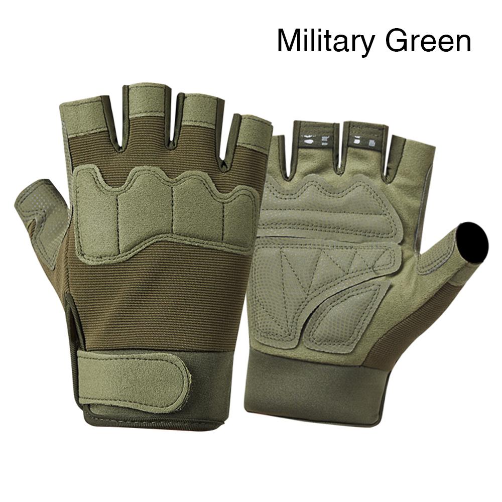 Tactical Gloves Fingerless Gloves for Men Riding Work Gear Anti Skid Camo Fleece Half Finger Gloves