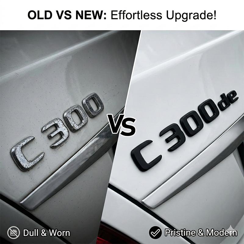 C300de Letters Emblem Badge Car Rear Trunk Logo Sticker For Mercedes Benz C Class W205 W206 C300 de Black Chrome Accessories AX1